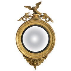 Early 19th Century Regency Period Giltwood Convex Mirror