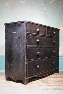Early 19th Century Regency Period Large Chest of Ebonized Oak & Pine Drawers