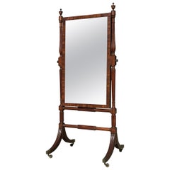 Miroir de cheval en acajou de la période Régence du début du 19e siècle