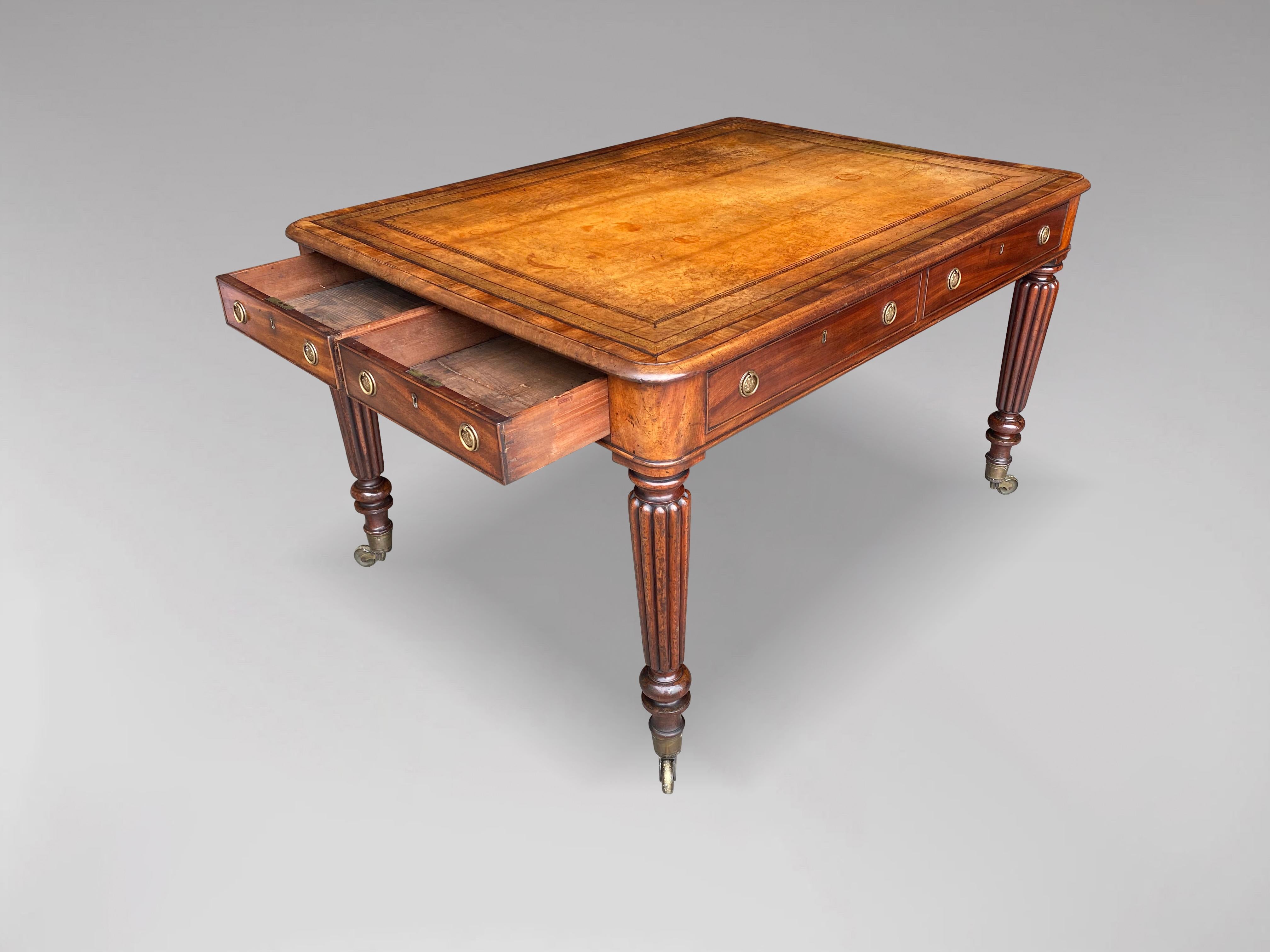 Hand-Crafted Early 19th Century Regency Period Mahogany Partners Writing Table