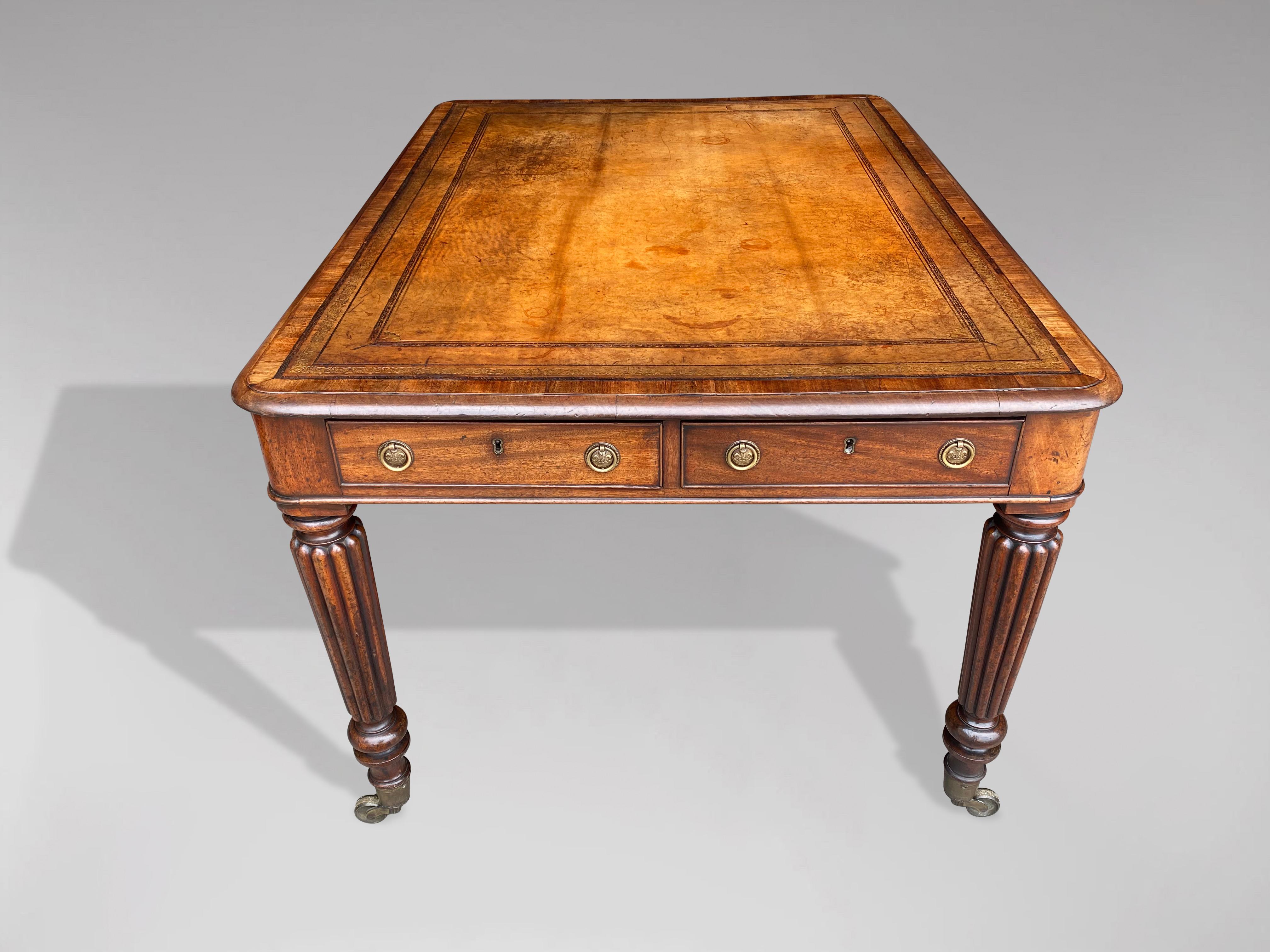 Brass Early 19th Century Regency Period Mahogany Partners Writing Table