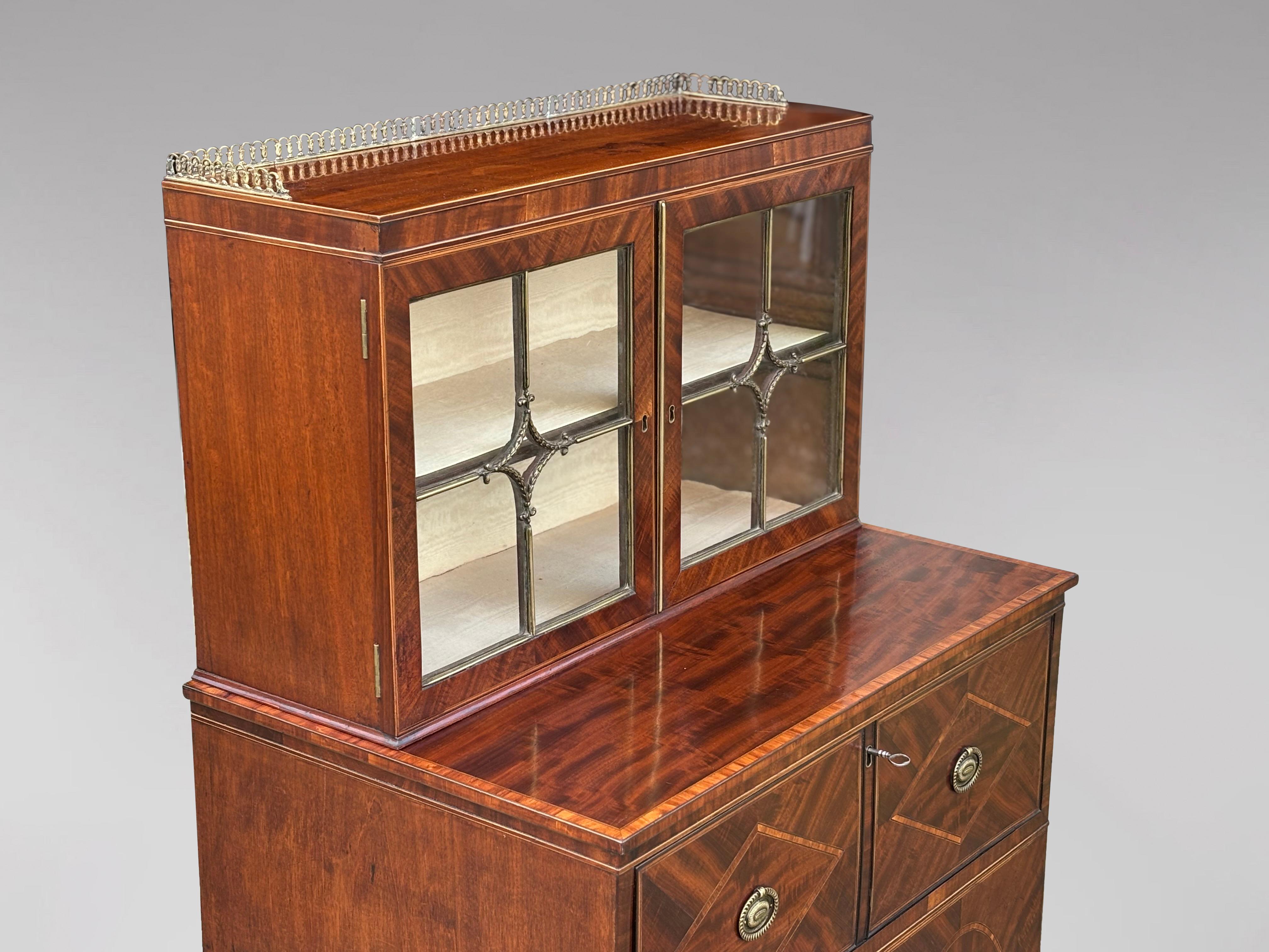 Polished Early 19th Century Regency Period Mahogany Secretaire Bookcase For Sale