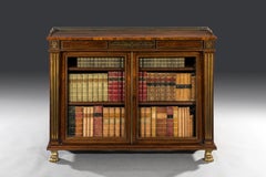 Early 19th Century Regency Period Rosewood and Brass Inlaid Dwarf Bookcase