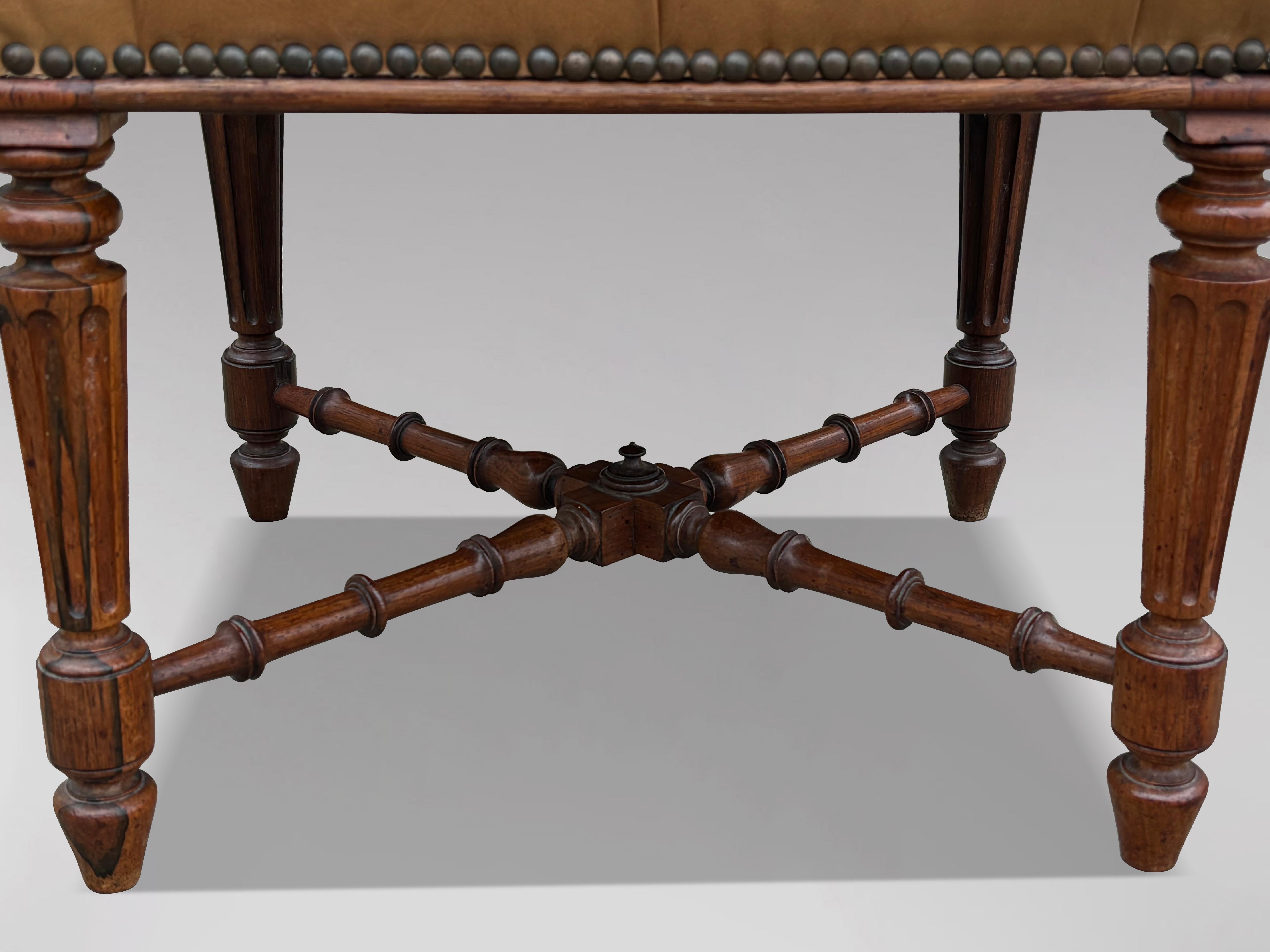 Early 19th Century Regency Period Rosewood Leather Stool For Sale 1