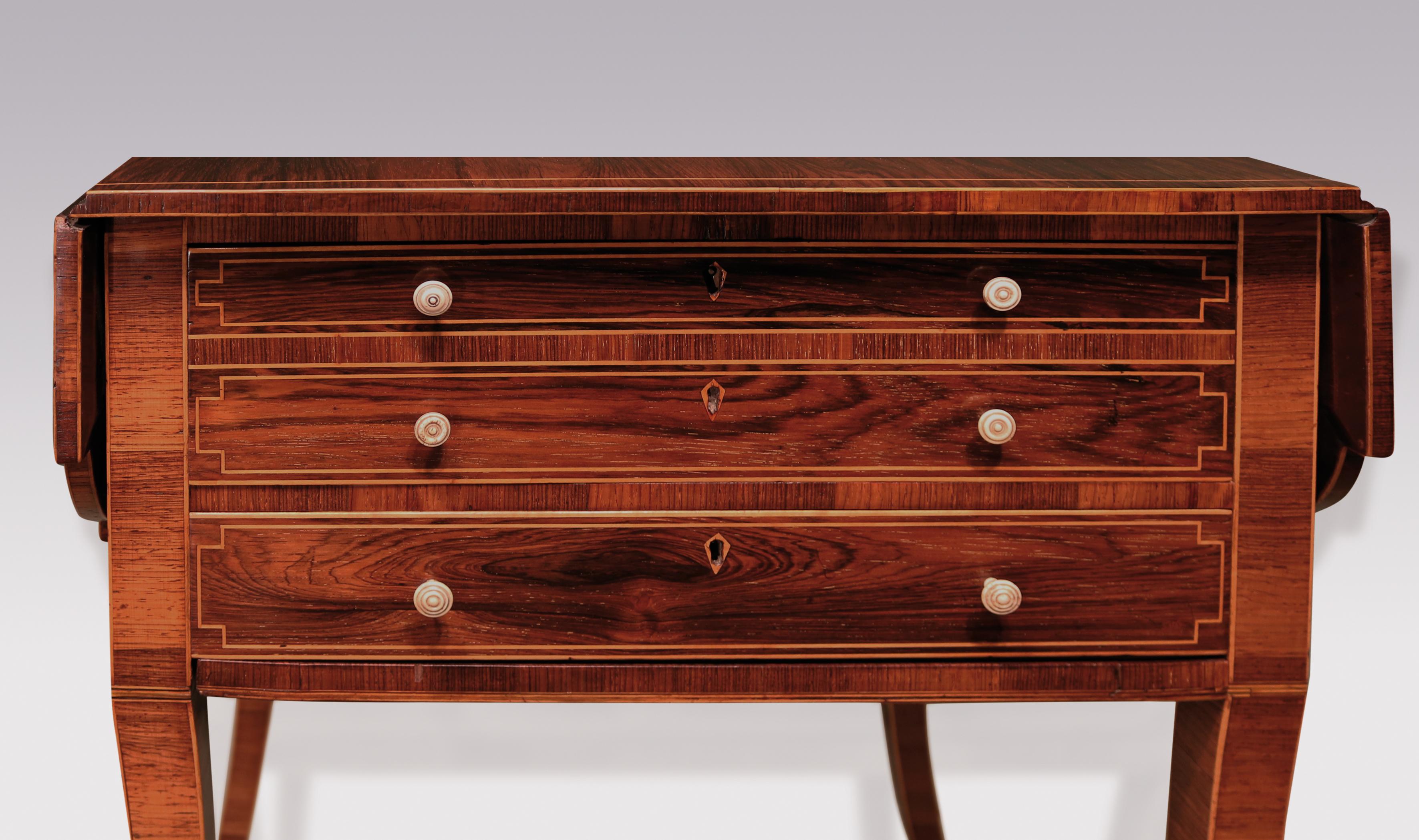 Early 19th Century Regency Period Rosewood Occasional Table, Boxwood Strung In Good Condition In London, GB