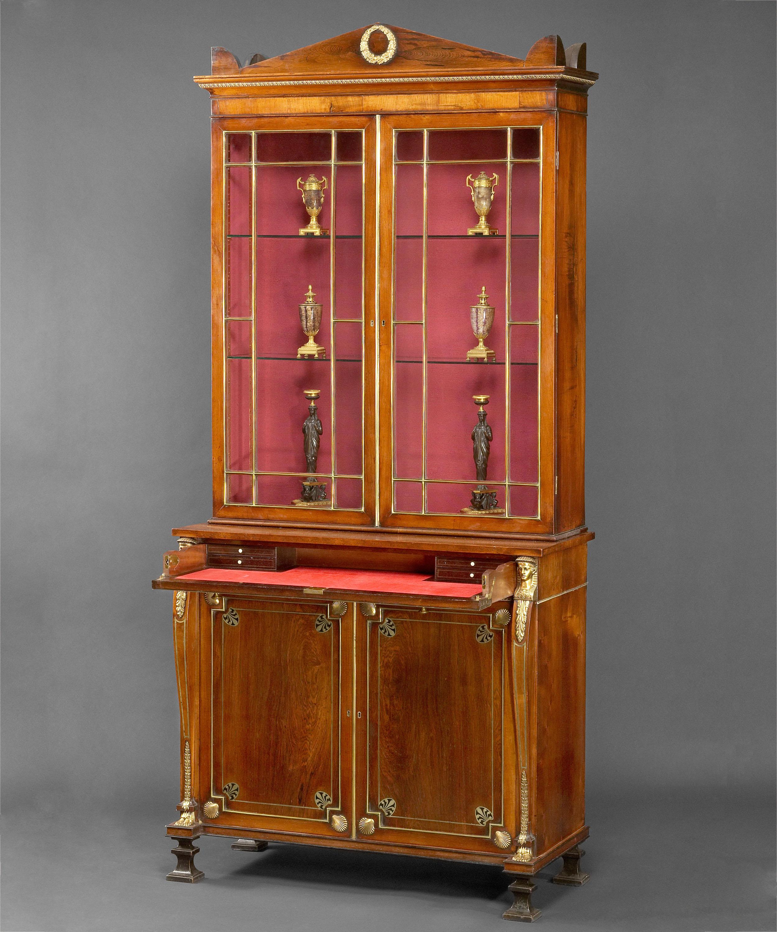 Early 19th Century Regency Period Rosewood and Ormolu Mounted Secretaire Cabinet For Sale 1