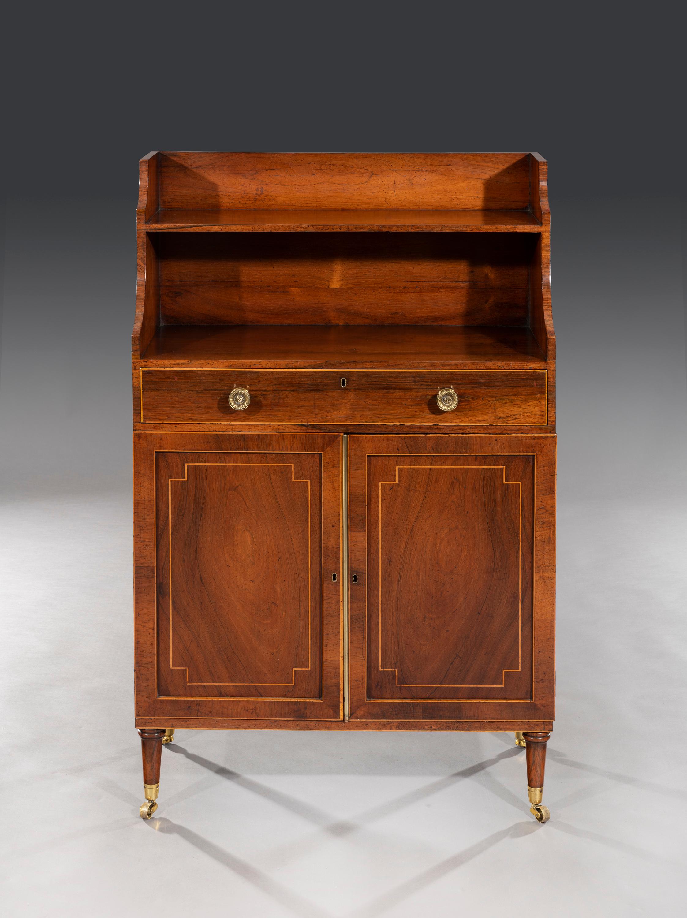 English Early 19th Century Regency Period Rosewood Waterfall Bookcase Cabinet For Sale