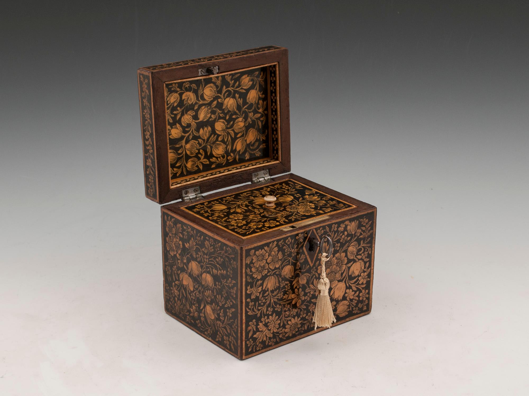 Early 19th Century Regency Period Single Penwork Tea Caddy 5