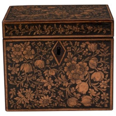 Early 19th Century Regency Period Single Penwork Tea Caddy