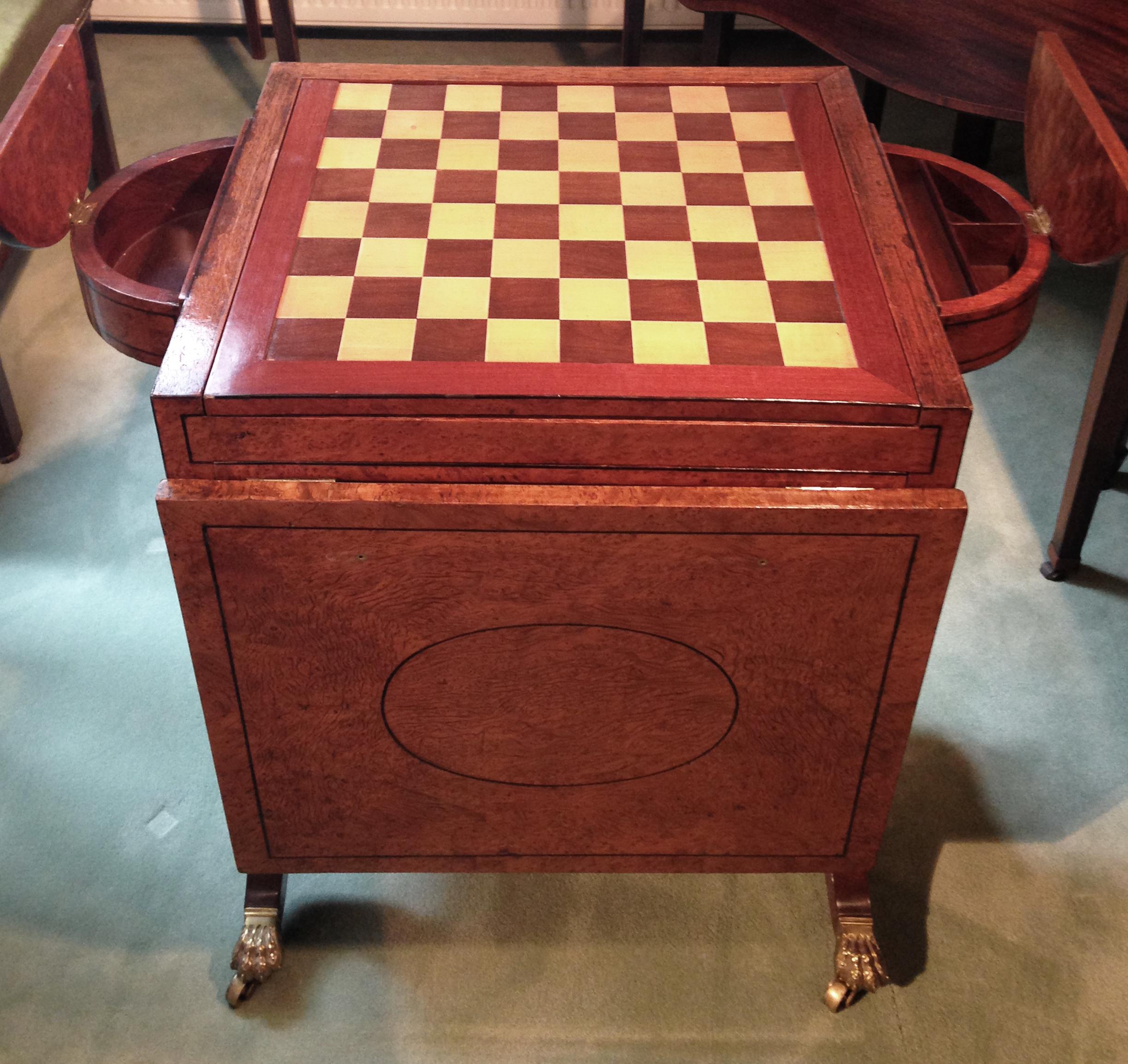 Polished Early 19th Century Regency Period Yew Work or Games Table For Sale