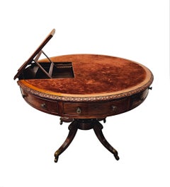 Mesa de centro de biblioteca de tambor giratorio de la Regencia de principios del siglo XIX