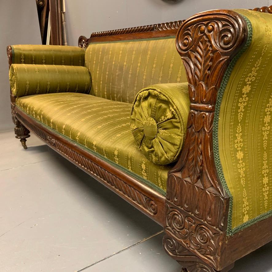 English Early 19th Century Regency Rosewood 3-Seat Sofa