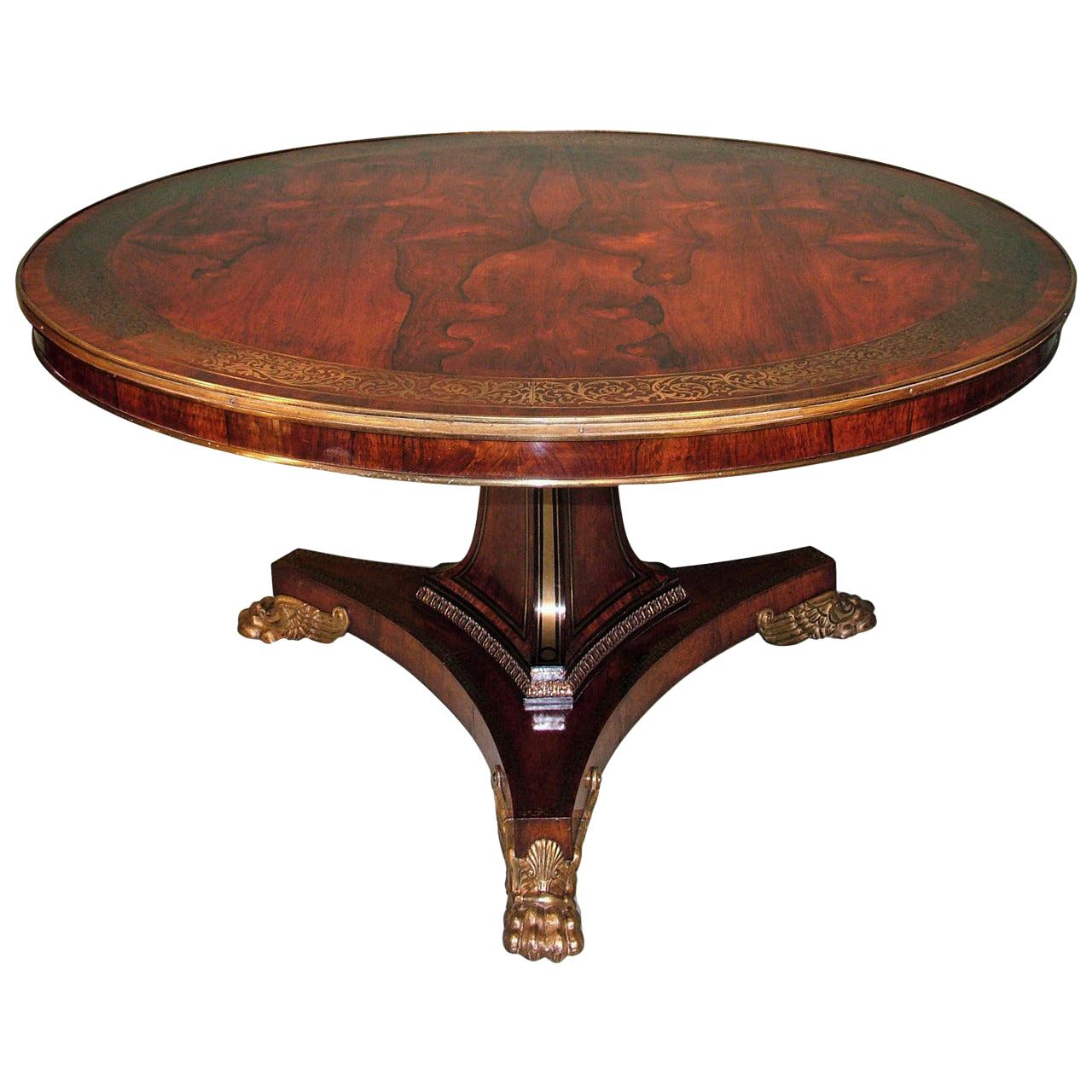 Regency-Mitteltisch aus Rosenholz aus dem frühen 19. Jahrhundert
