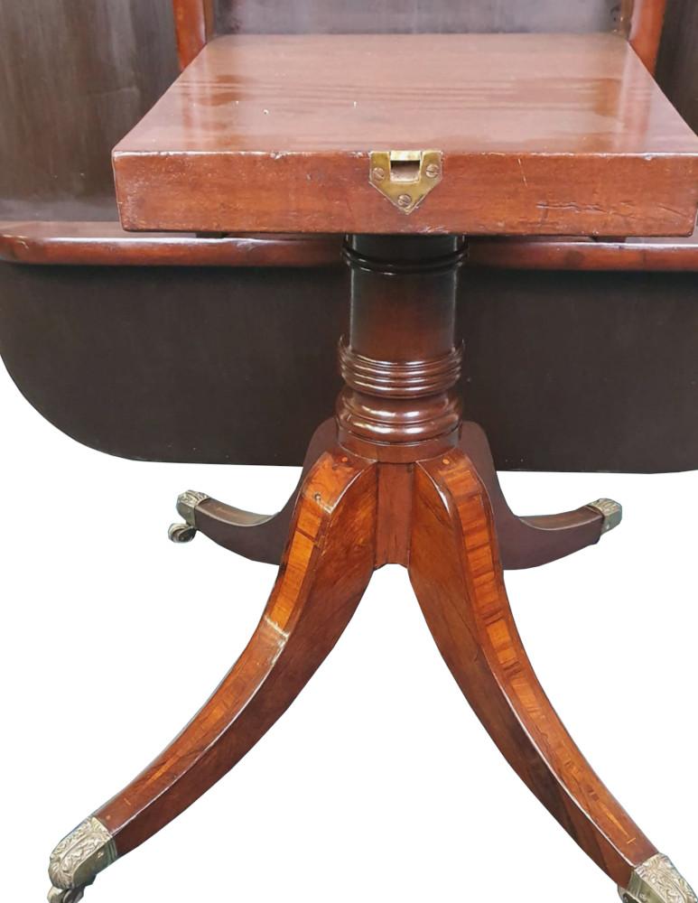 Brass Early 19th Century Regency Rosewood Flip Top Table For Sale