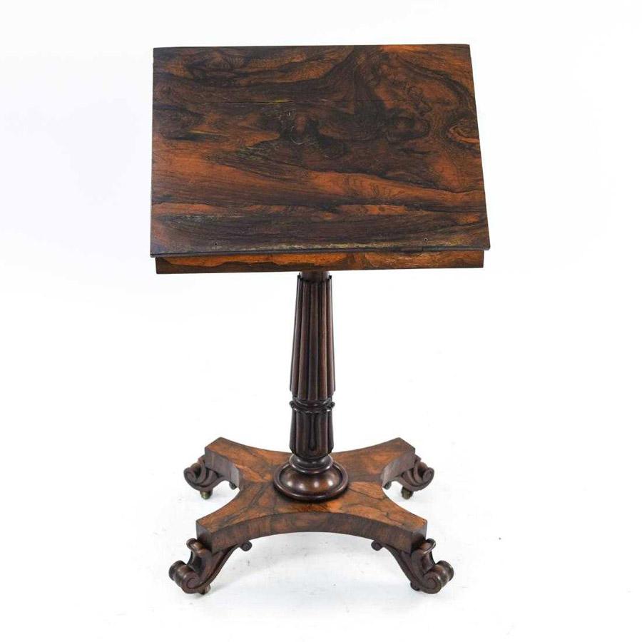 Hand-Crafted Early 19th Century Regency Rosewood Music Manuscript Stand For Sale