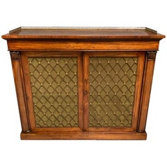 Early 19th Century Regency Rosewood Pier Cabinet with Brass Grille Doors