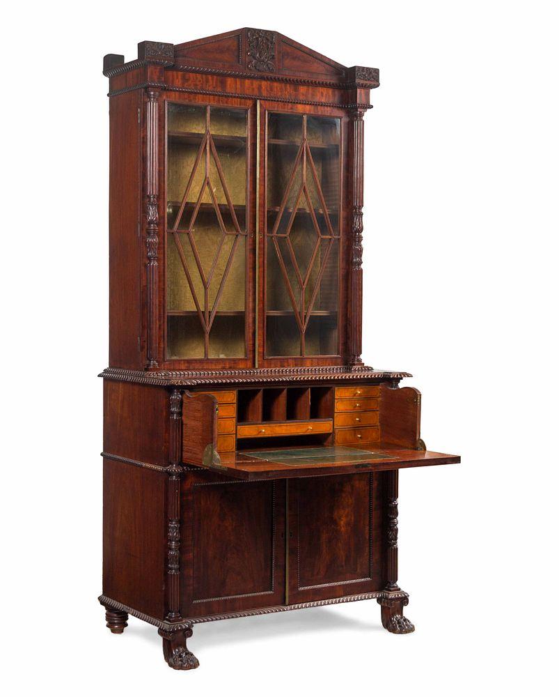 English Early 19th Century Regency Secretary Bookcase For Sale