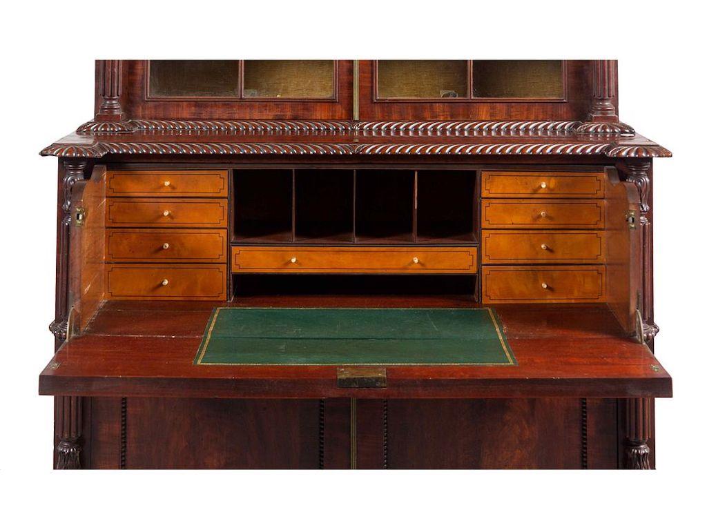 Mahogany Early 19th Century Regency Secretary Bookcase For Sale