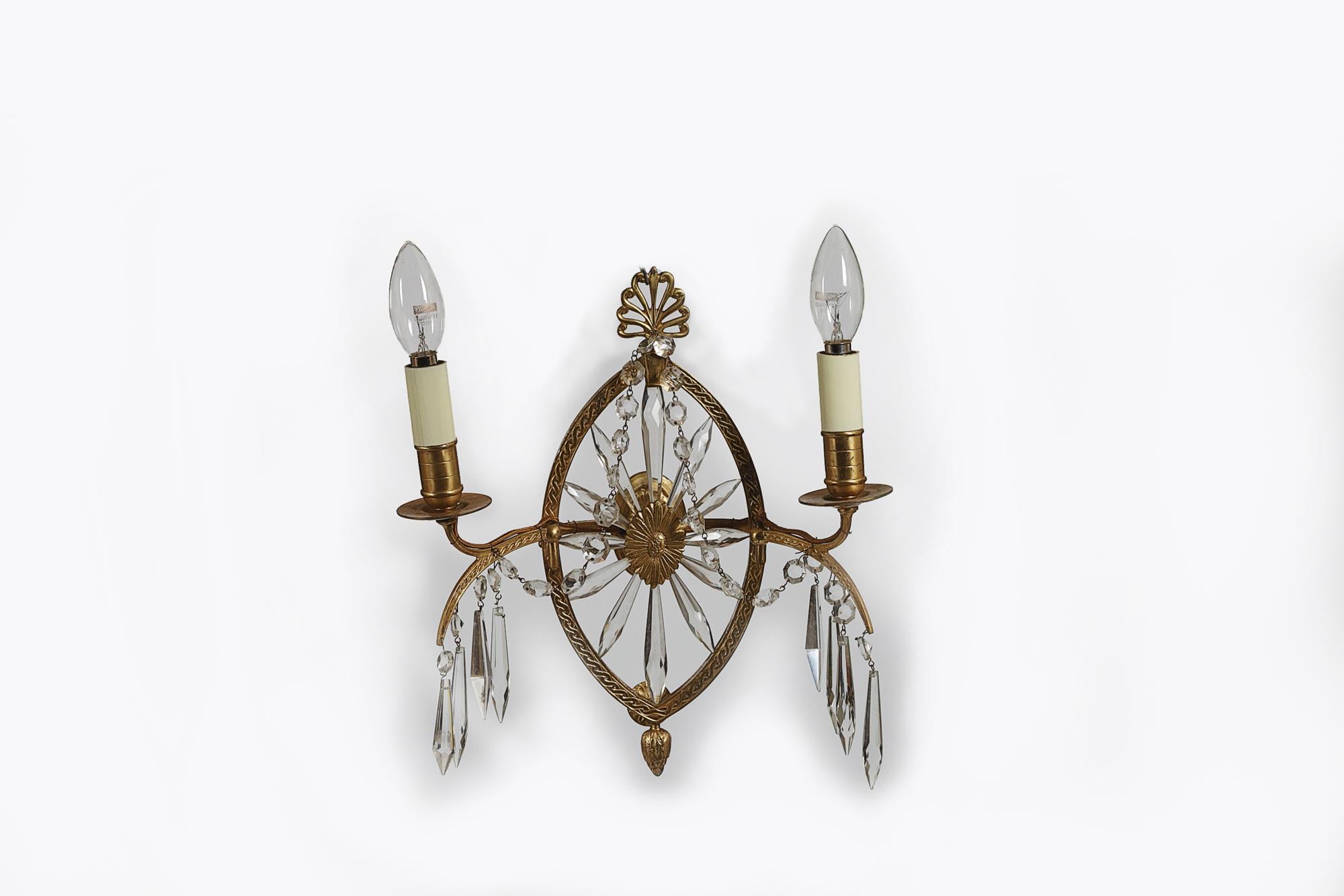 Ensemble de quatre lampes murales en verre et métal doré de style Régence du début du 19e siècle Bon état - En vente à Dublin 8, IE