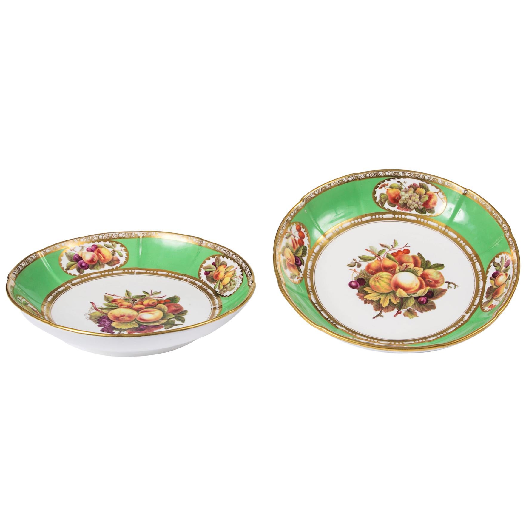 Early 19th Century Regency Spode Pair of Porcelain Dessert Dishes