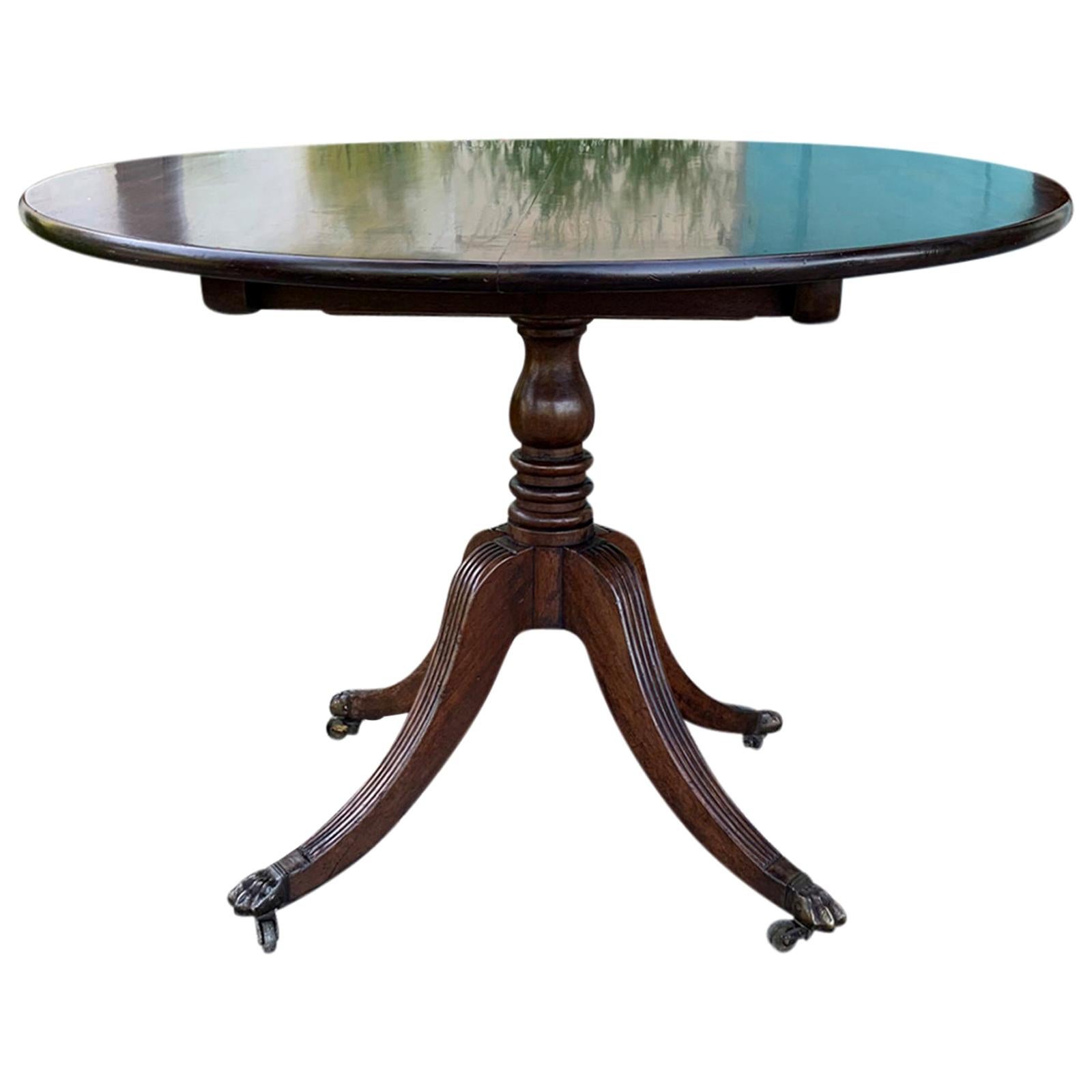 Early 19th Century Regency Style Round Mahogany Tilt-Top Pedestal Table