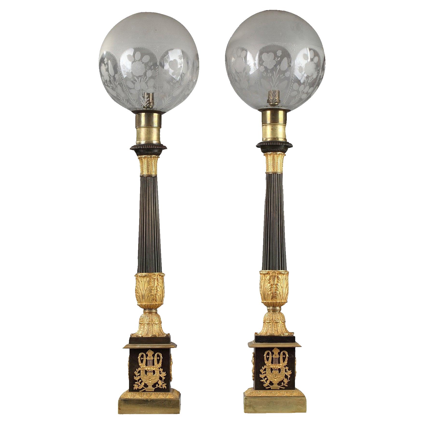 Early 19th Century Restauration Carcel Lamps
