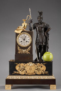 Early 19th Century Restauration Figural Mantel Clock Leonidas in Thermopylae
