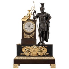 Early 19th Century Restauration Figural Mantel Clock Leonidas in Thermopylae