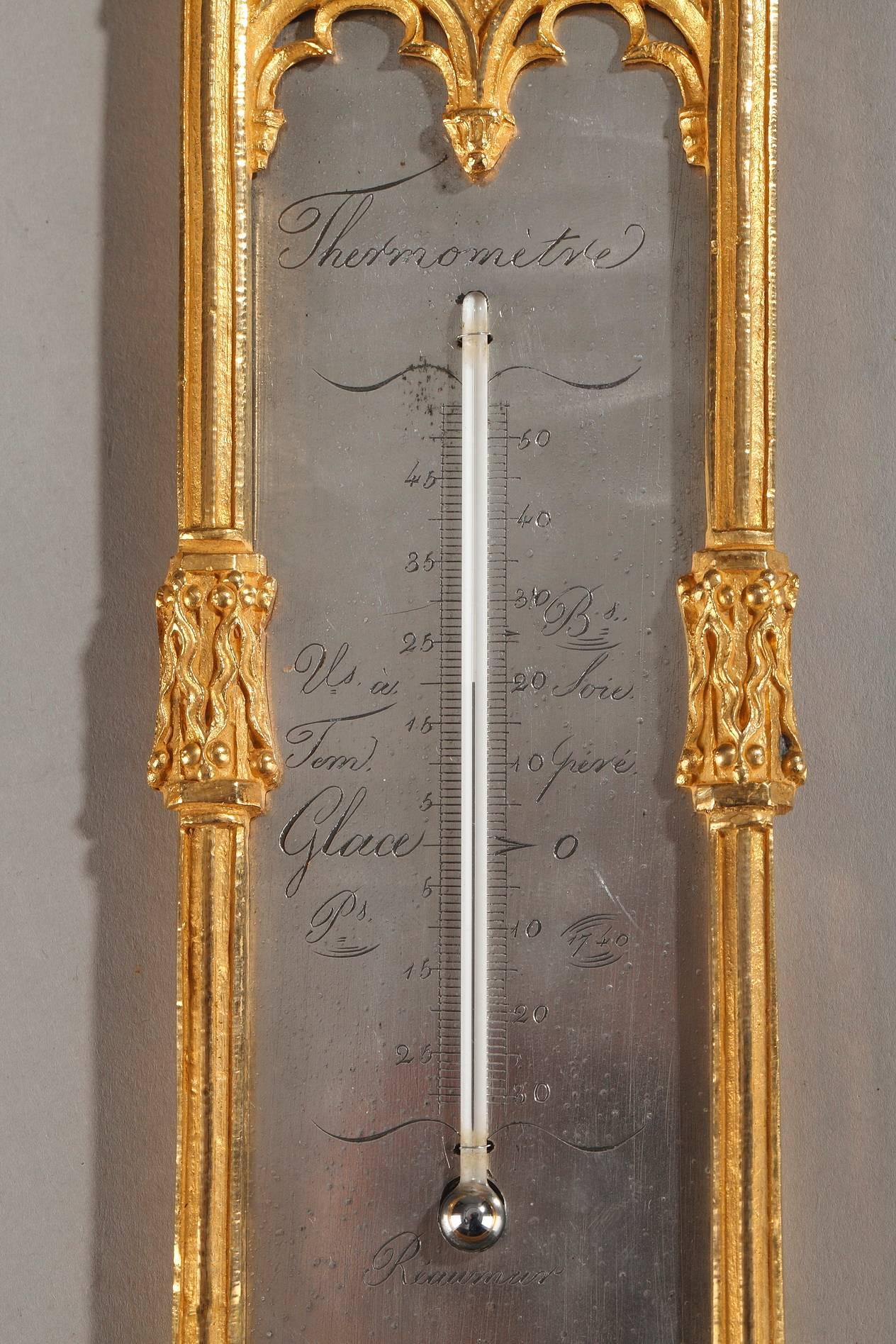 Gilt Early 19th Century Restauration Thermometer and Semainier
