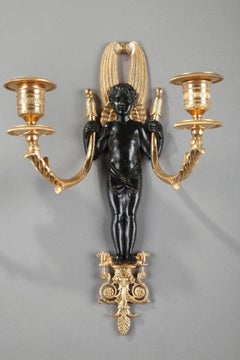 Restaurierte Wandleuchten aus Bronze aus dem frühen 19