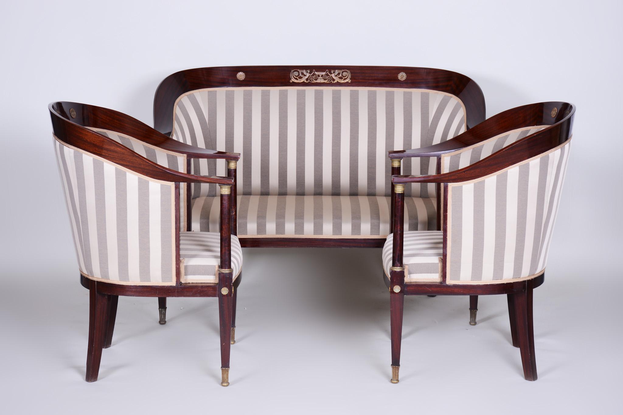 Early 19th Century Restored Empire Mahogany Living Room French Seating Set, 3pcs For Sale 5