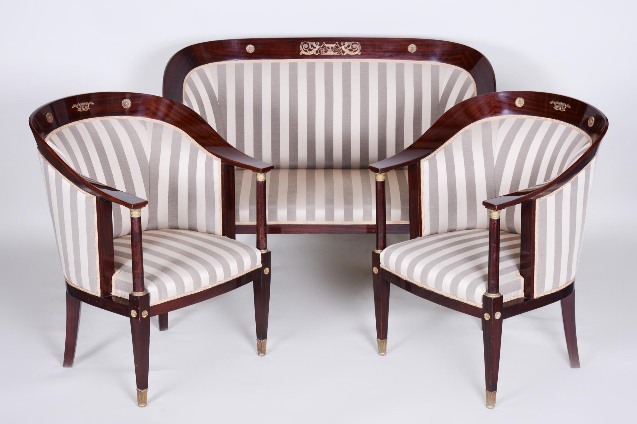 Early 19th Century Restored Empire Mahogany Living Room French Seating Set, 3pcs For Sale 6