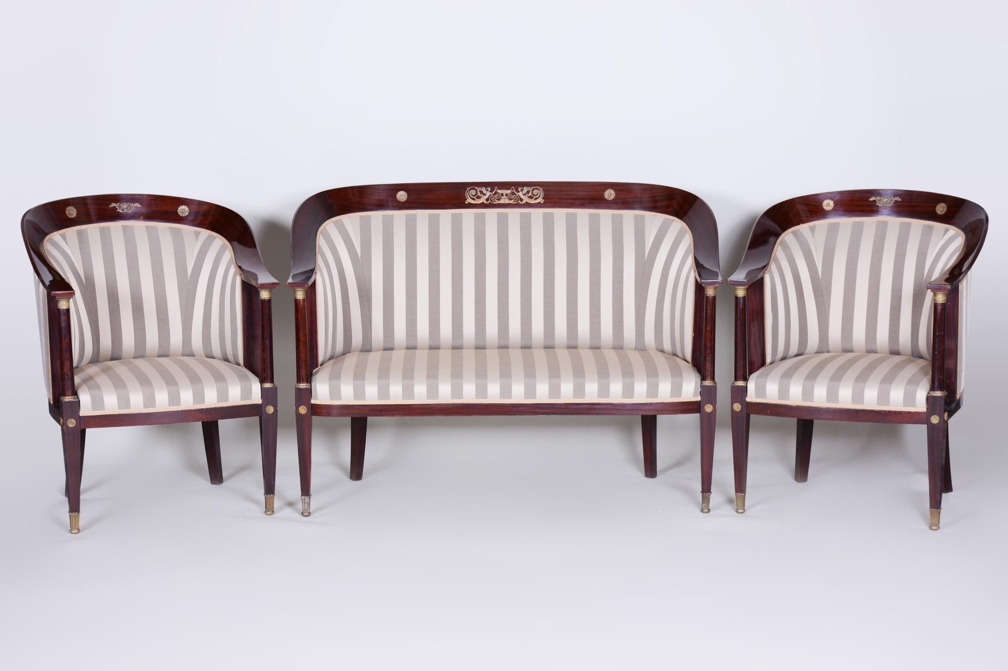 Early 19th Century Restored Empire Mahogany Living Room French Seating Set, 3pcs For Sale 7