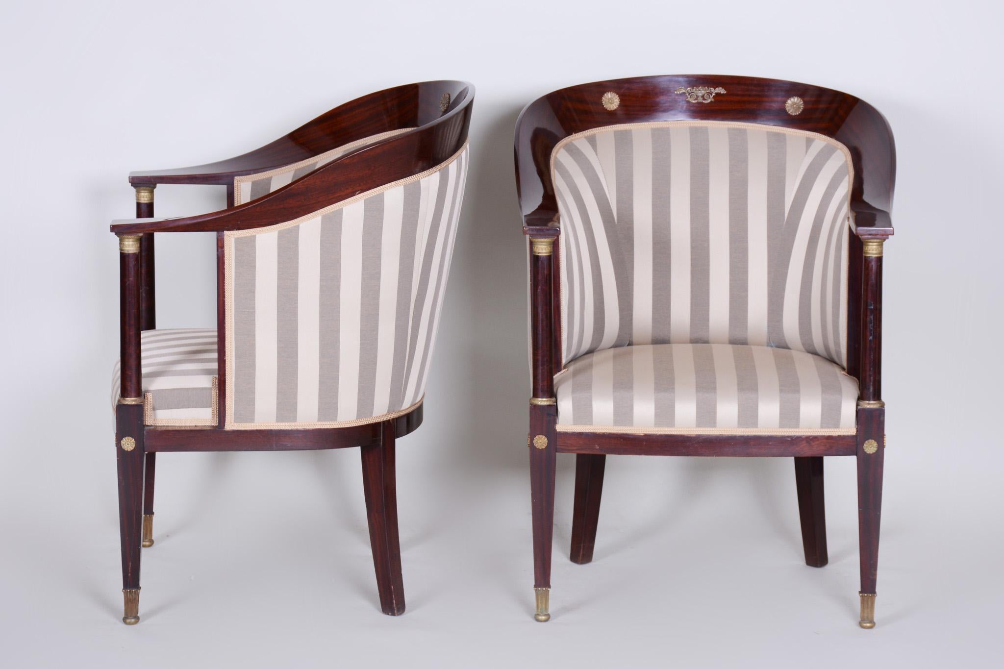 Early 19th Century Restored Empire Mahogany Living Room French Seating Set, 3pcs For Sale 8