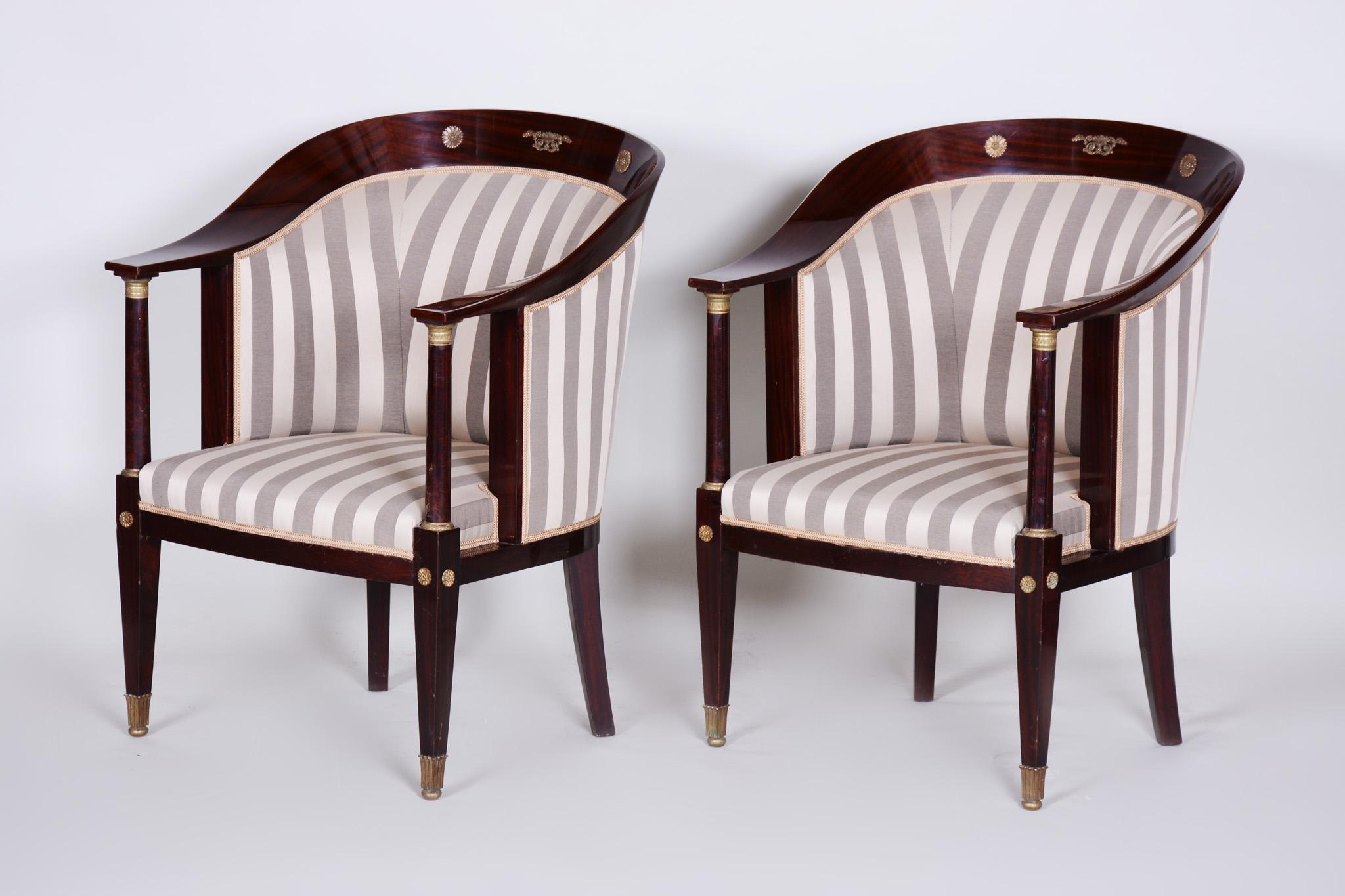 Early 19th Century Restored Empire Mahogany Living Room French Seating Set, 3pcs For Sale 9