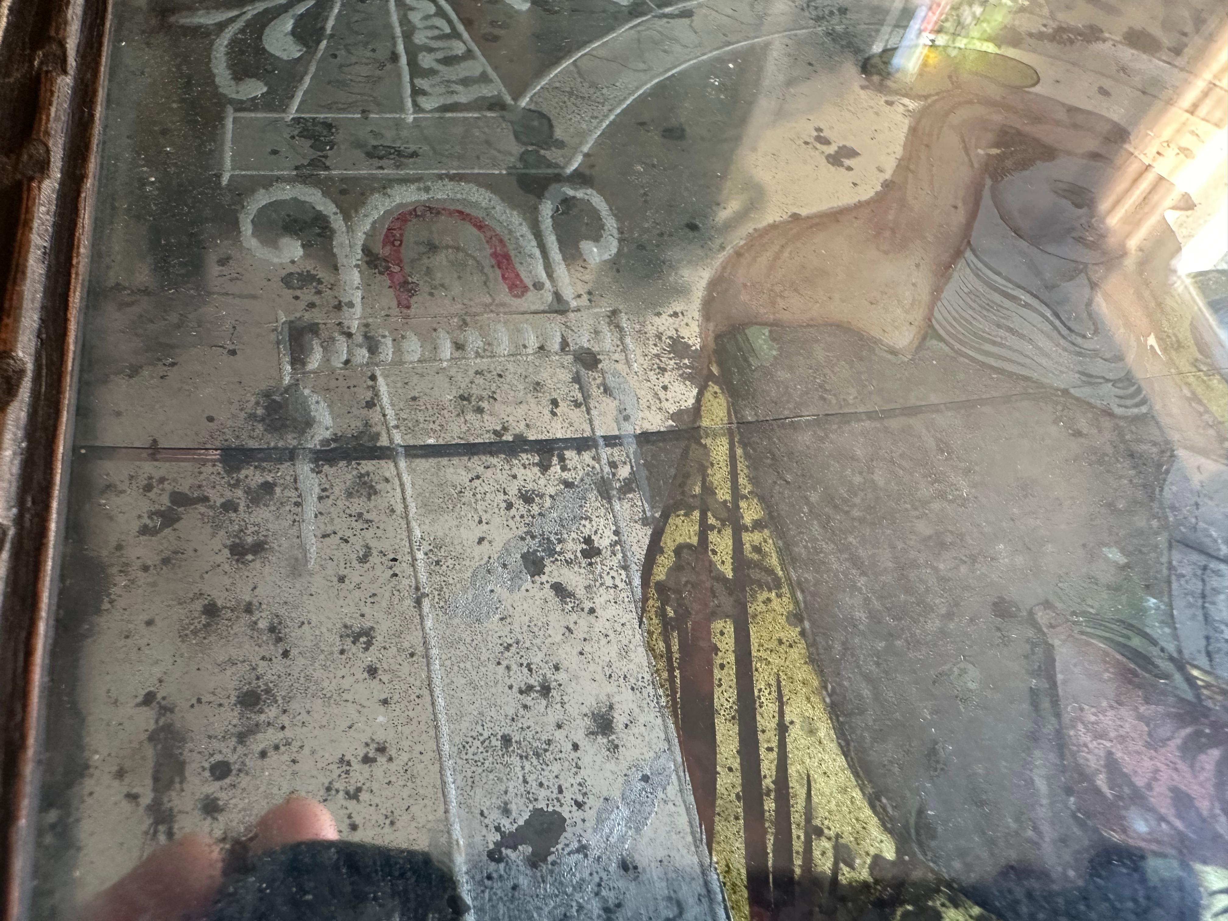 Early 19th Century Reverse Glass Painting of Saint Anne For Sale 7
