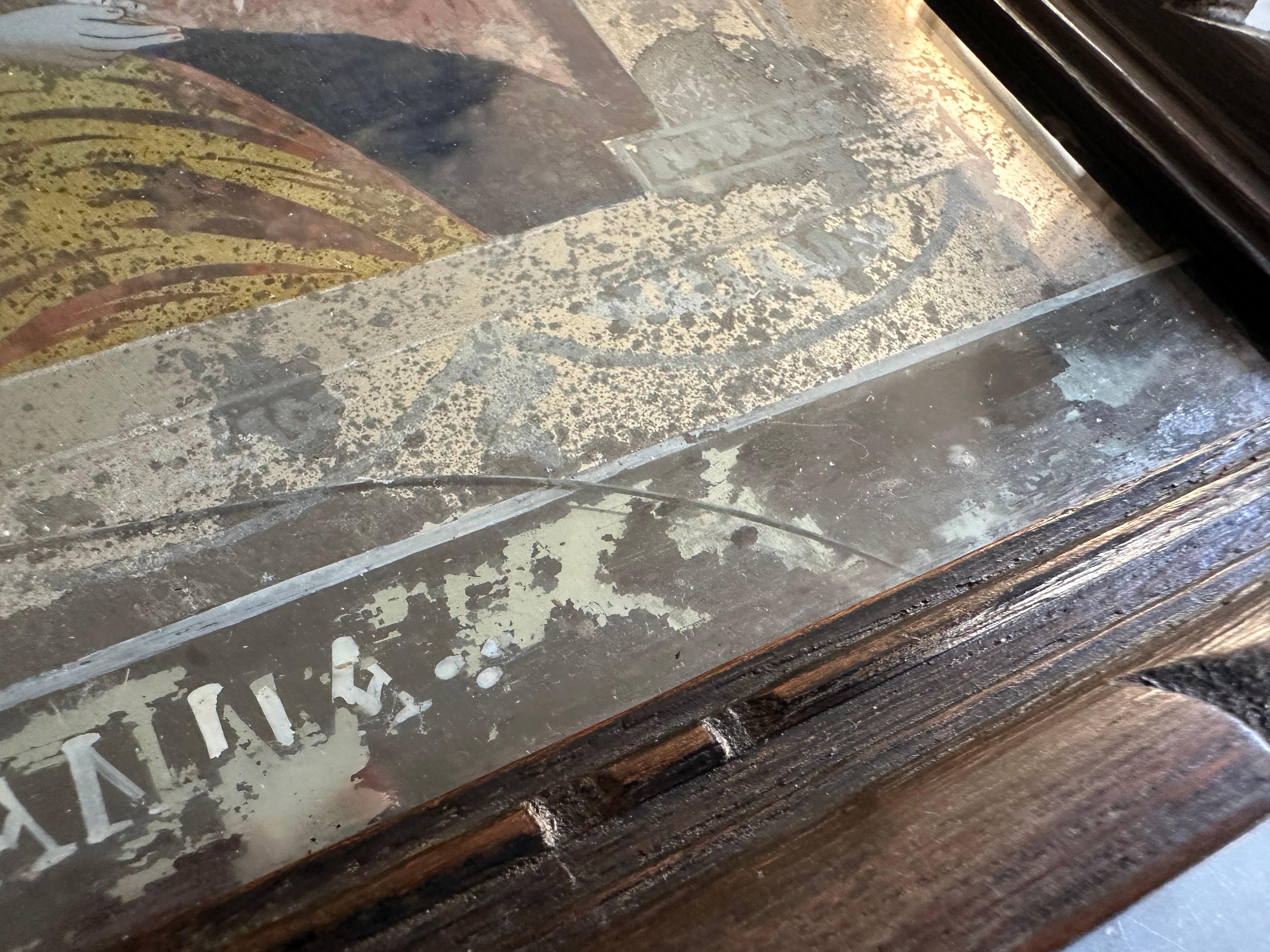 Early 19th Century Reverse Glass Painting of Saint Anne For Sale 10