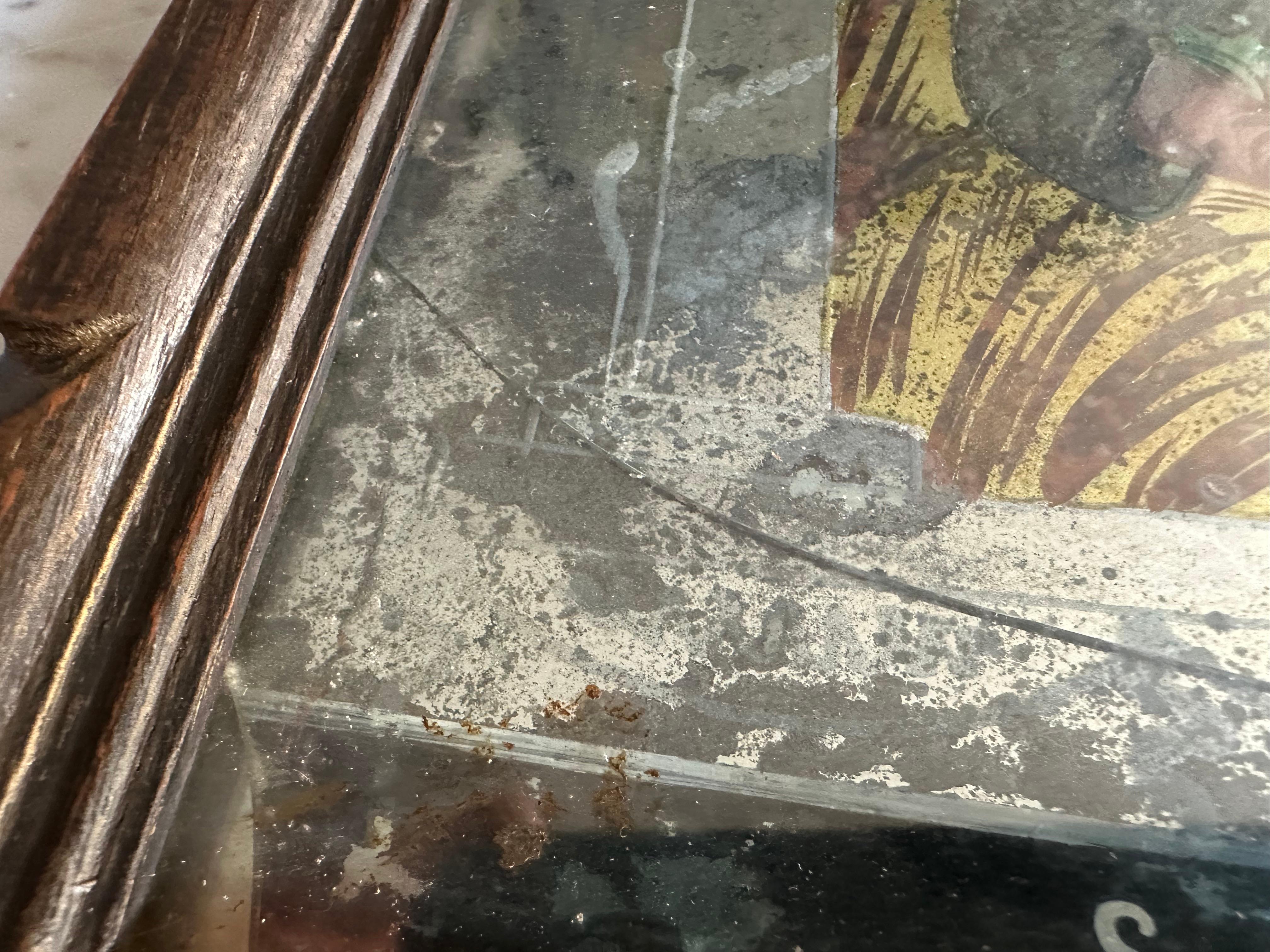 Early 19th Century Reverse Glass Painting of Saint Anne For Sale 11