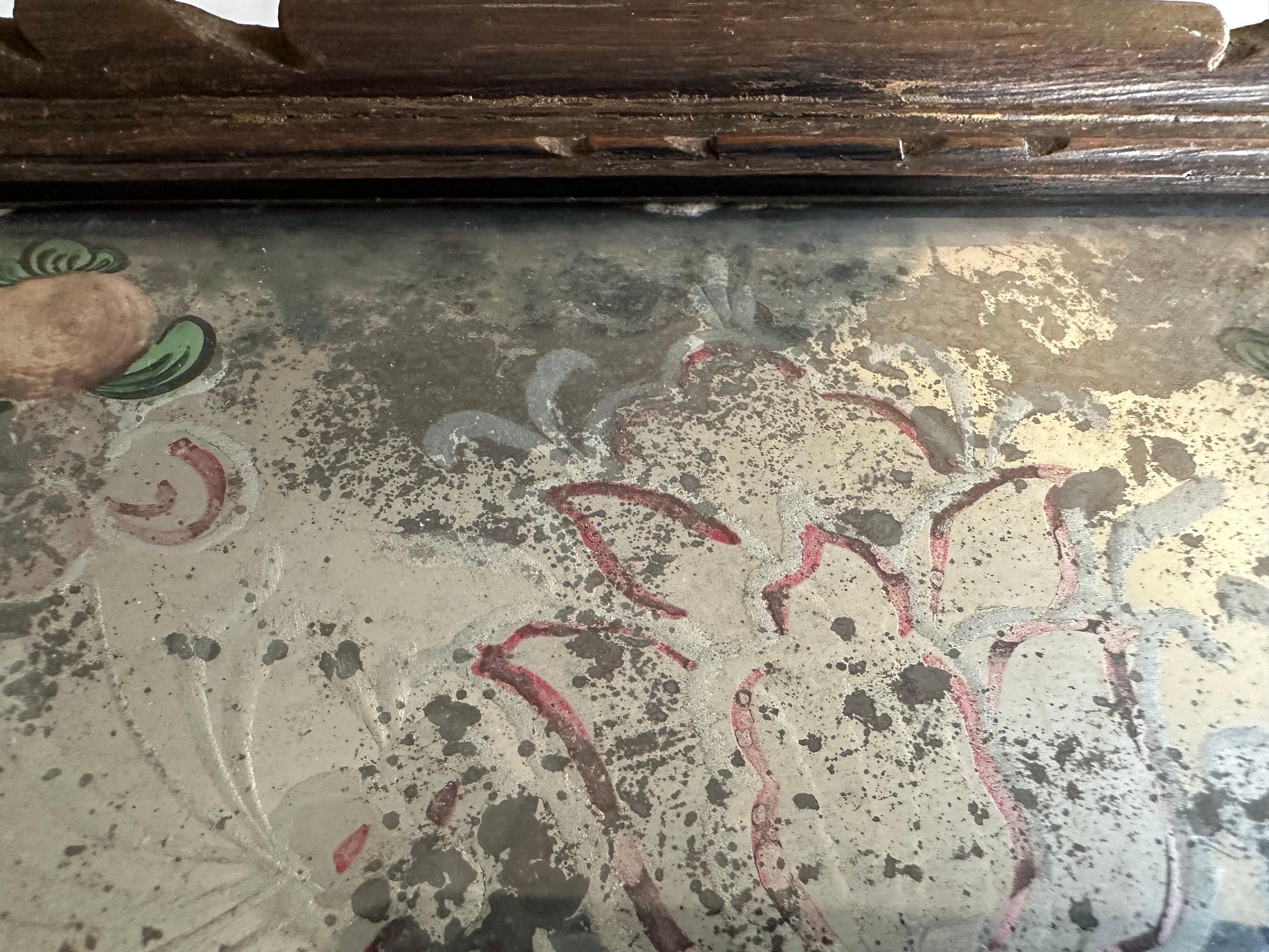 Early 19th Century Reverse Glass Painting of Saint Anne For Sale 12
