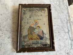 Early 19th Century Reverse Glass Painting of Saint Anne