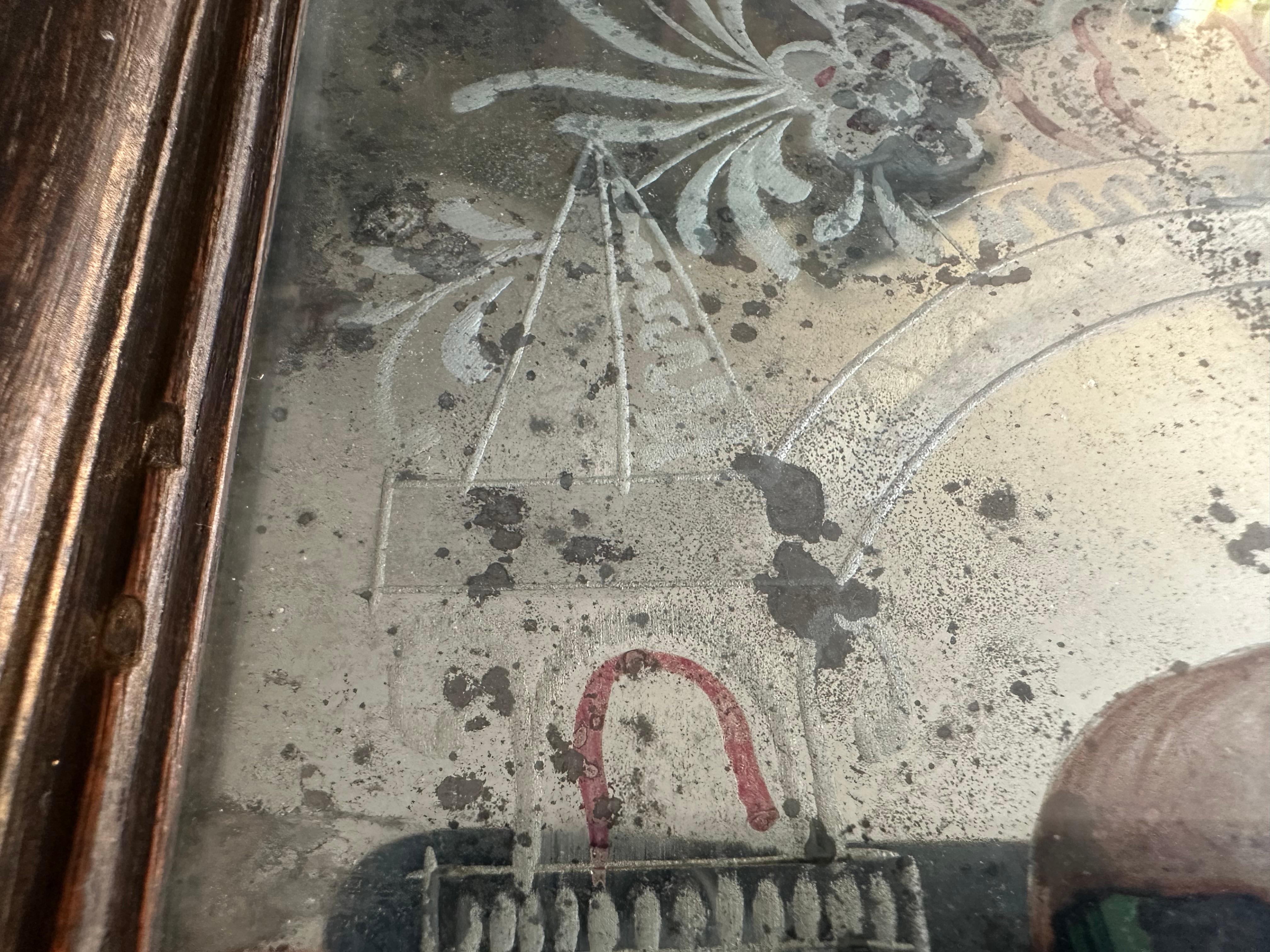 Early 19th Century Reverse Glass Painting of Saint Anne For Sale 14