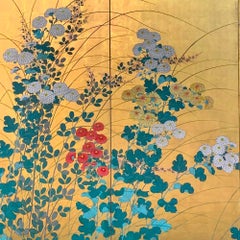 Early 19th Century Rimpa School Floral Screen