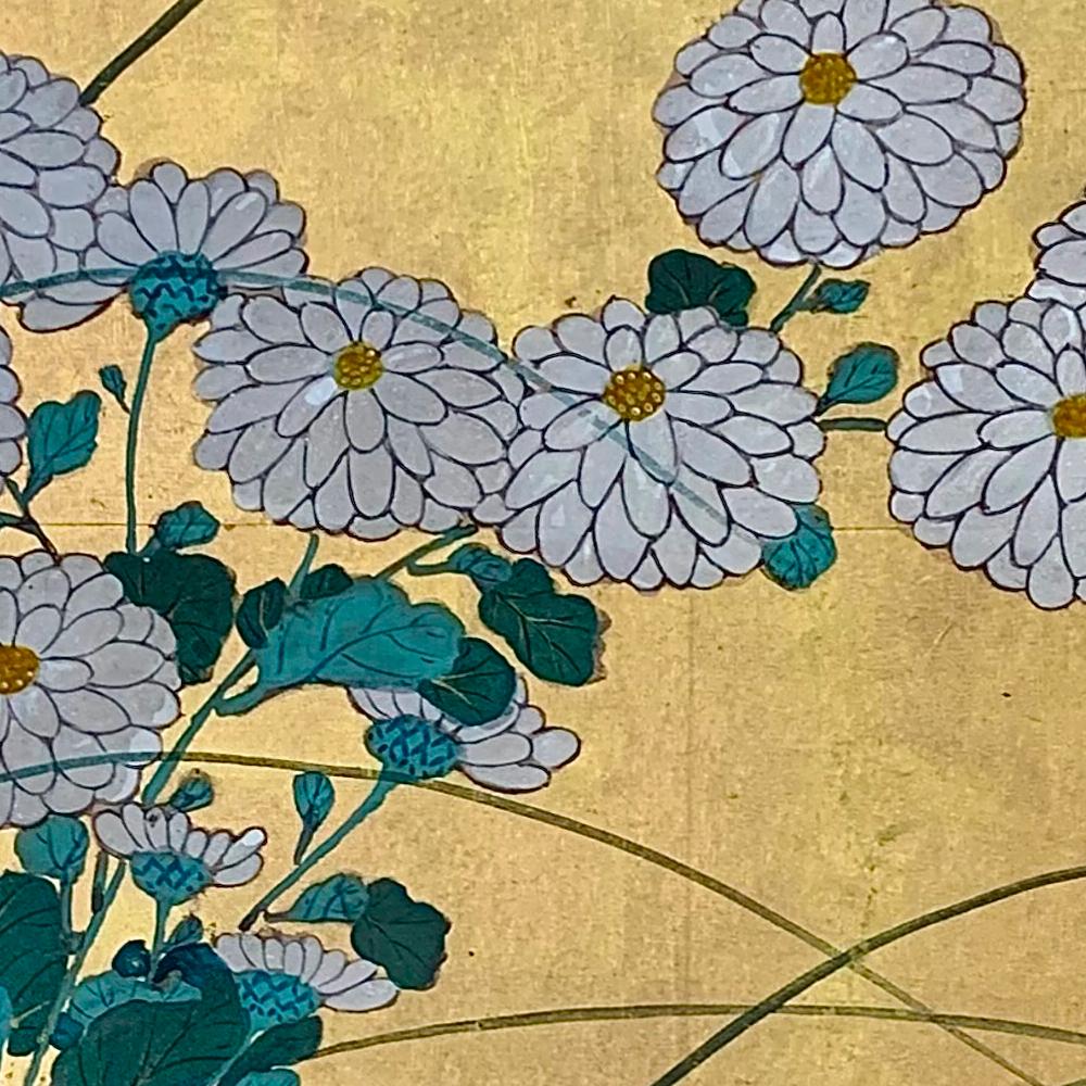 Japanese Early 19th Century Rimpa School Floral Screen For Sale