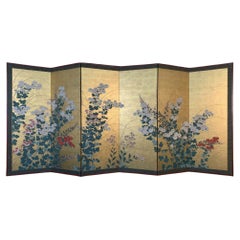 Early 19th Century Rimpa School Floral Screen