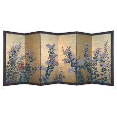 Early 19th Century Rimpa School Floral Screen