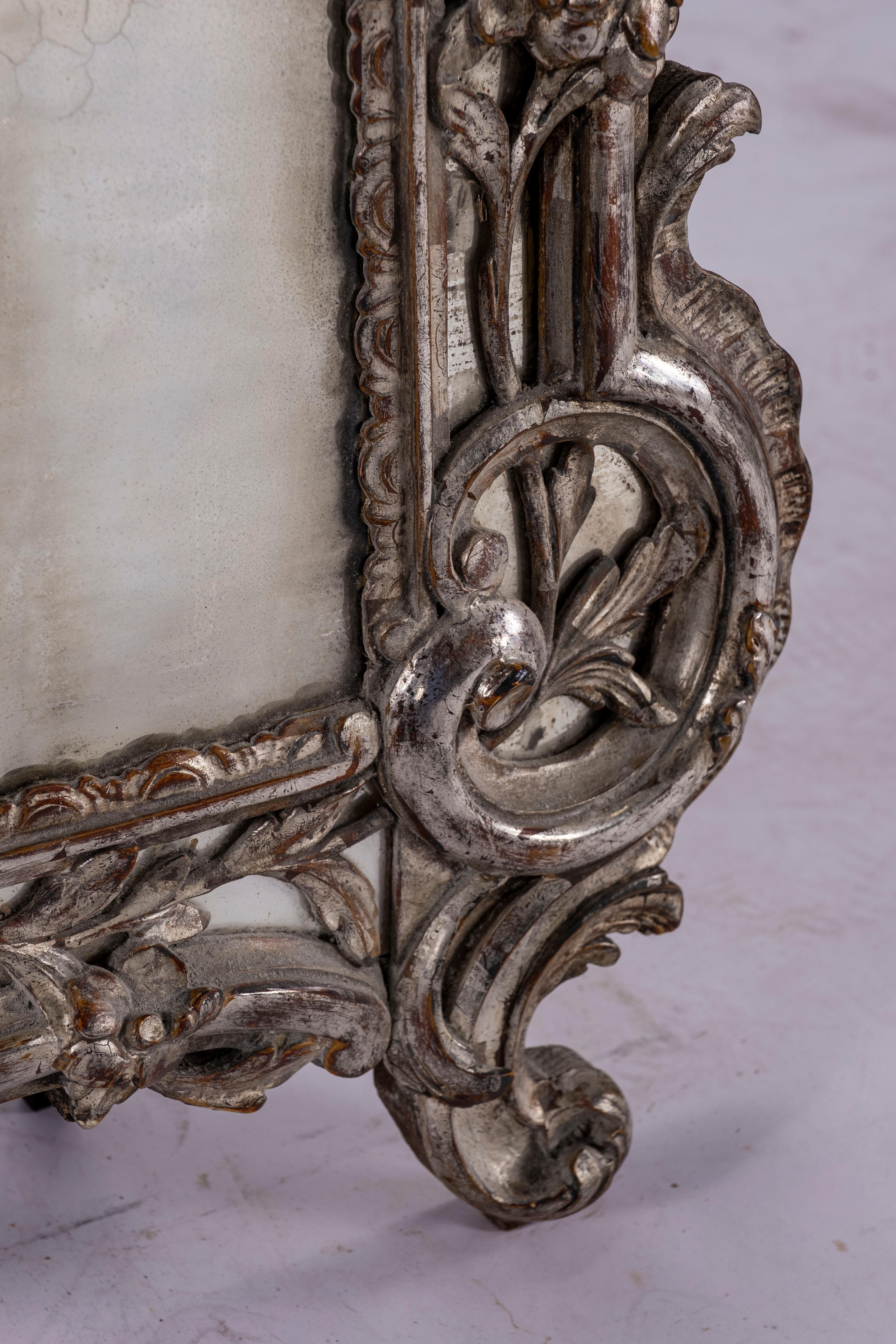 Italian Early 19th Century Rococo Silver Mirror For Sale
