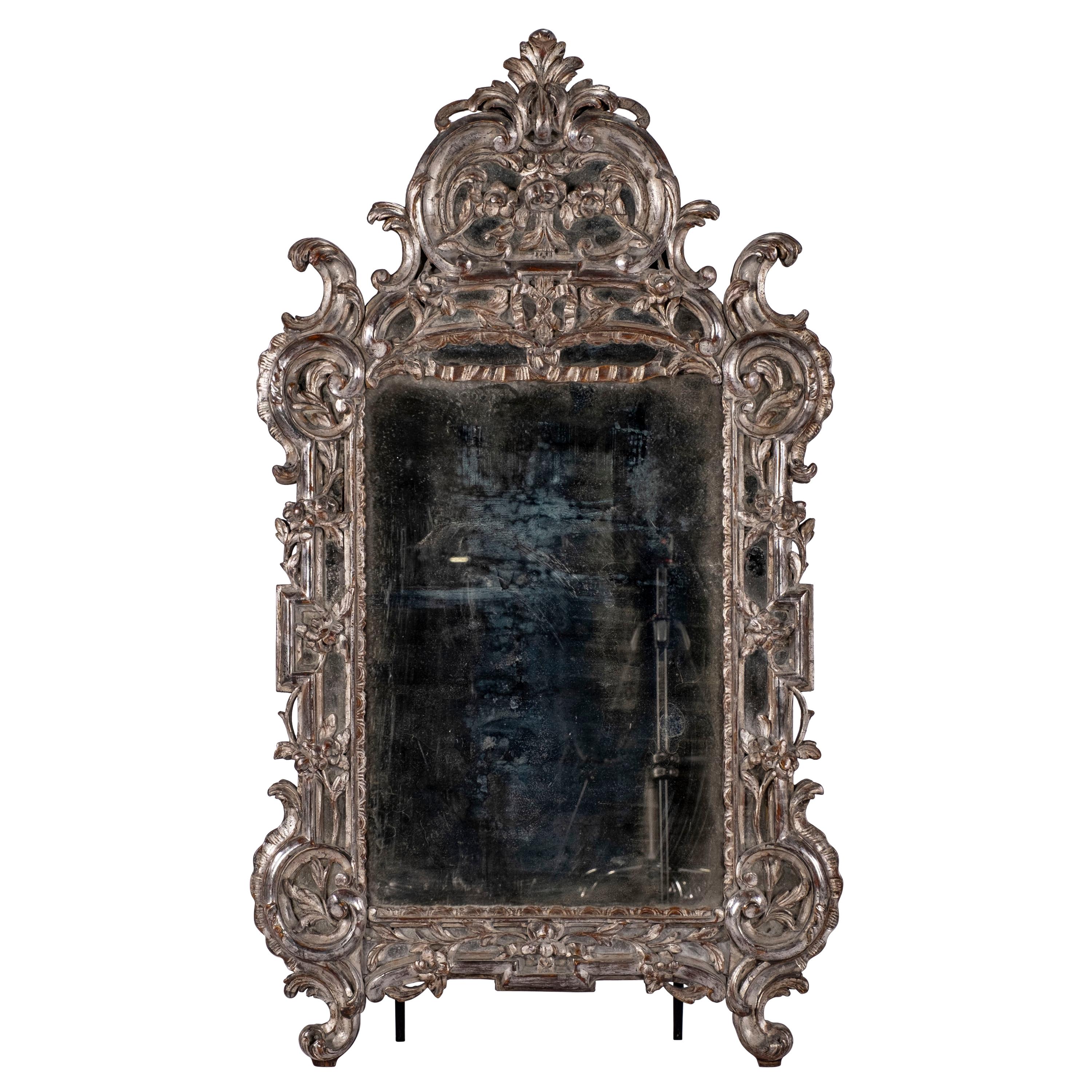 Early 19th Century Rococo Silver Mirror