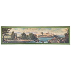 Début du 19e siècle Romantique Seascape With Figures Huile sur Panneau Supra Porte