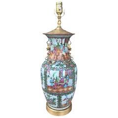 Early 19th Century Rose Medallion Porcelain Vase as Lamp, circa 1800s