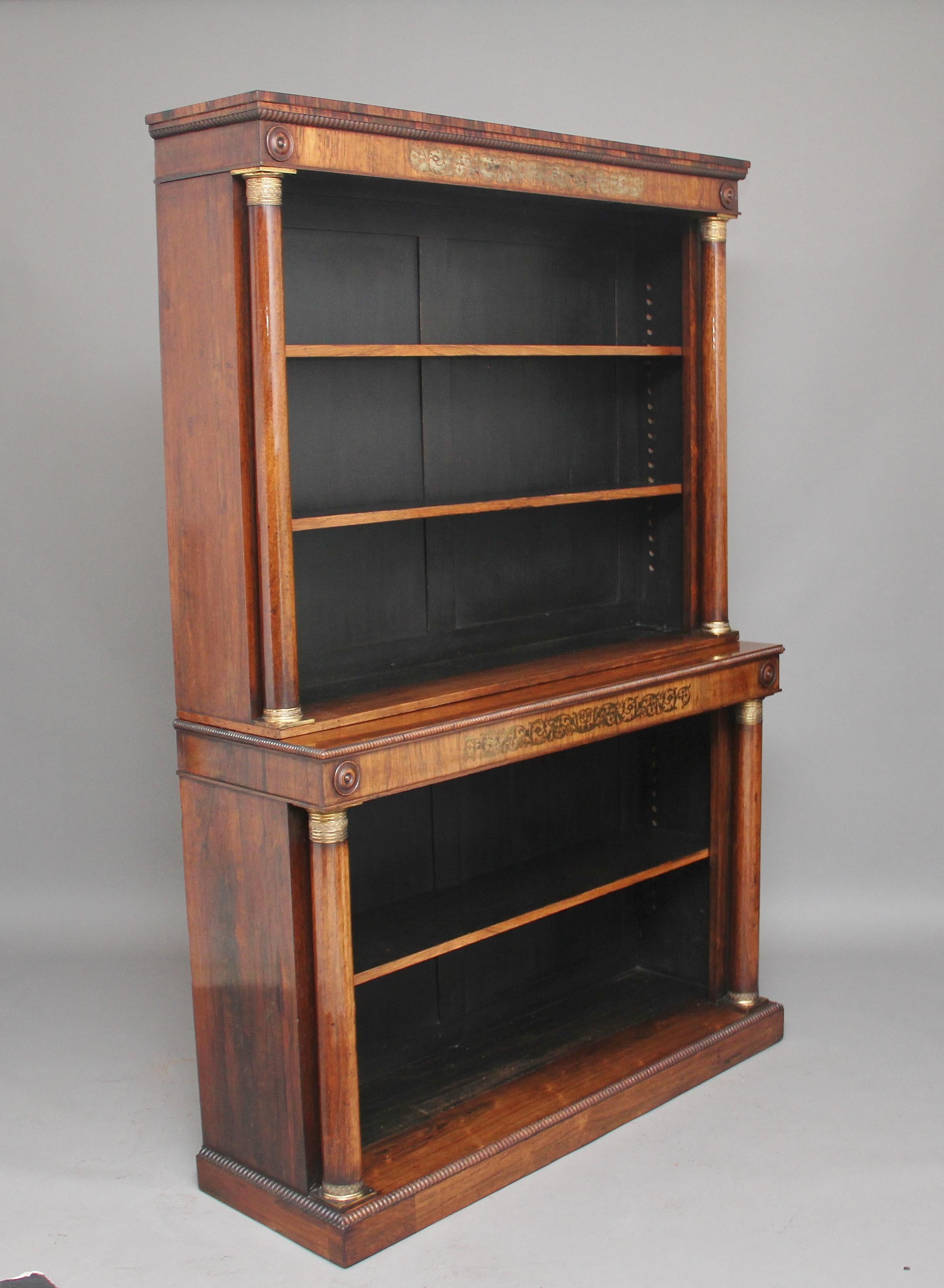 Early 19th Century Rosewood and Brass Inlaid Bookcase (Englisch)